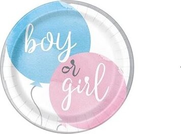 UNIQUE Talíře gender reveal kluk nebo holka, 22 cm, 8 ks