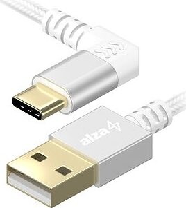 AlzaPower 90Core USB-A to USB-C 1m strieborný