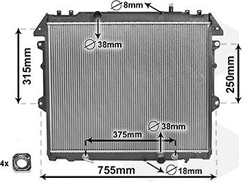 VAN WEZEL chladič, chladenie motora 53002496