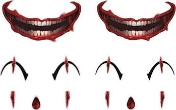 GUIRCA Dočasné tetovanie na tvár klaun 12 ks