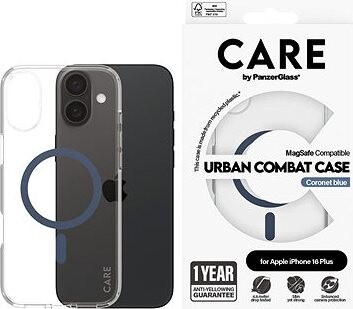 PanzerGlass CARE kryt Apple iPhone 16 Plus MagSafe Urban Combat priehľadný/modrý