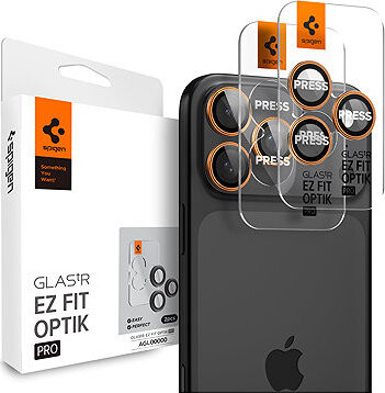 Spigen Glass TR EZ Fit Optik Pro 2 Pack Orange iPhone 17/16/15/14 Pro / 17/16/15/14 Pro Max