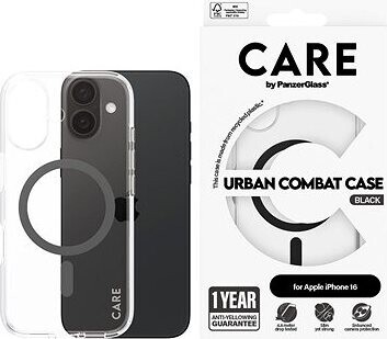 PanzerGlass CARE kryt Apple iPhone 16 MagSafe Urban Combat priehľadný/čierny
