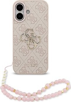 Guess PU 4G Metal Logo Strap Zadný Kryt pre iPhone 17 Pink