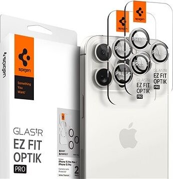 Spigen Glass tR EZ Fit Optik Pro 2 Pack White Titanium iPhone 17 Pro/16 Pro/17 Pro Max/16 Pro Max