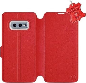 Flip puzdro na mobil Samsung Galaxy S10e – Červené – kožené – Red Leather