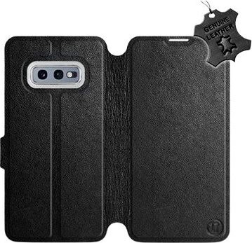 Flip puzdro na mobil Samsung Galaxy S10e – Čierne – kožené – Black Leather