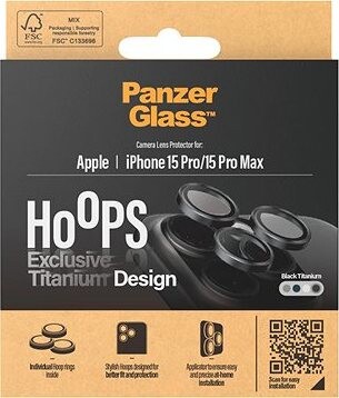 PanzerGlass HoOps Apple iPhone 16 Pro/15 Pro/16 Pro Max/15 Pro Max - krúžky na šošovky fotoaparátu – čierny titan
