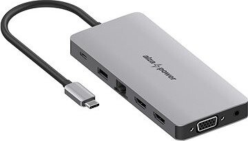 AlzaPower Metal USB-C Dock Station 12 v 1 Triple Screen vesmírne sivá