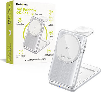 Mobile Origin 3 in 1 Foldable Qi2 Charger PW8 Silver