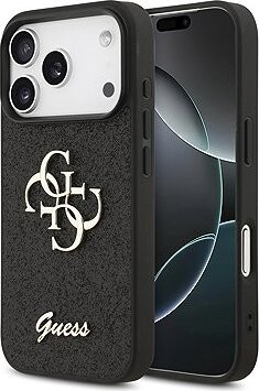 Guess PU Fixed Glitter 4G Metal Logo Zadný Kryt pre iPhone 17 Pro Black