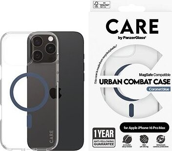 PanzerGlass CARE kryt Apple iPhone 16 Pro Max MagSafe Urban Combat priehľadný/modrý