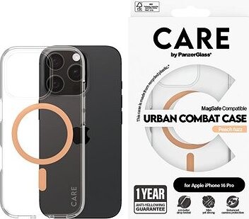 PanzerGlass CARE kryt Apple iPhone 16 Pro MagSafe Urban Combat priehľadný/broskyňový