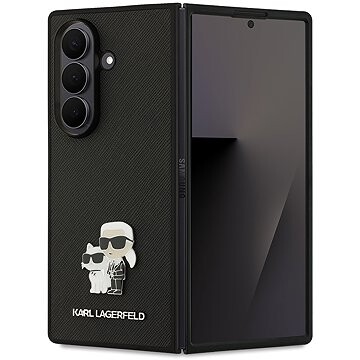 Karl Lagerfeld PU Saffiano Karl and Choupette Zadný Kryt pre Samsung Galaxy Z Fold 7 Black