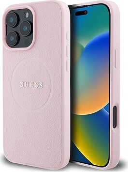 Guess PU Grained Classic Logo MagSafe Zadný Kryt na iPhone 16 Pro Pink