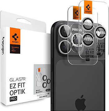 Spigen Glass tR EZ Fit Optik Pro 2 Pack Silver iPhone 17/16/15/14 Pro / 17/16/15/14 Pro Max