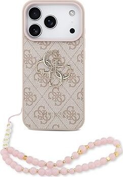 Guess PU 4G Metal Logo Strap Zadný Kryt pre iPhone 17 Pro Pink