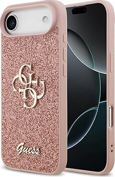 Guess PU Fixed Glitter 4G Metal Logo Zadný Kryt pre iPhone Air Pink
