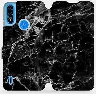 Flipové puzdro na mobil Motorola Moto E7 Power – V056P Čierny mramor