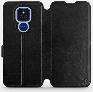 Flipové puzdro na mobil Motorola Moto E7 Plus vo vyhotovení Black & Gray so sivým vnútrom