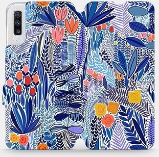 Mobiwear Flip puzdro na mobil Samsung Galaxy A70 – MP03P Modré kvetena