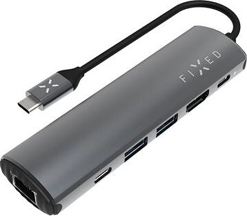 FIXED HUB Pro 6 v 1 USB-C 3.2 Gen2 4 k 60 Hz na notebooky a tablety sivý