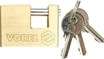 VOREL Zámok visiaci 65 mm čapový mosadz 3 kľúče
