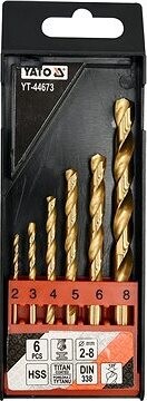 YATO Vrtáky do železa HSS-TiN sada 6 ks 2 – 8 mm YT-44673