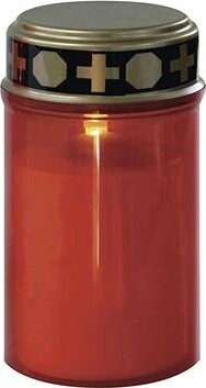 EMOS LED cintorínska sviečka červená, 2× C, vonkajšia i vnútorná, teplá biela, časovač