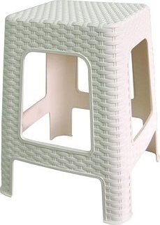 MEGA PLAST Taburet II 45 × 35,5 × 35,5 cm, polyratan, biela