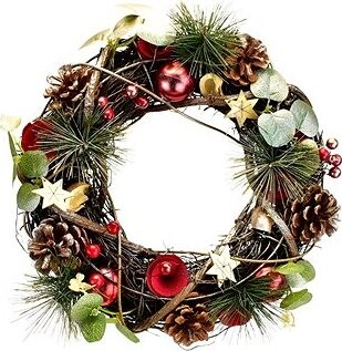 DOMMIO Vianočný veniec – ratanový s eukalyptovými vetvičkami, 30 cm