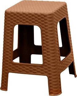 MEGA PLAST – Taburetka II záhradná, polyratan, okrová, 45 × 35,5 × 35,5 cm