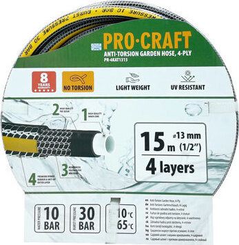 PROCRAFT Zahradní hadice PR-4KAT1315, černo-žlutá, 4vrstvá, 1/2