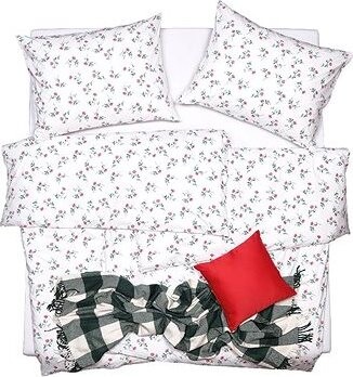 SCANquilt obliečky KLASIK verbena bielo-červeno-zelené