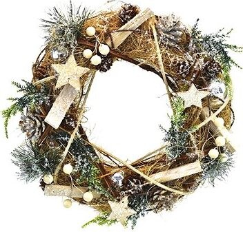 DOMMIO Vianočný veniec – prírodný zasnežený, 30 cm