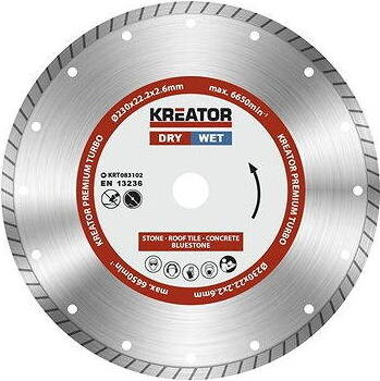 KREATOR Diamantový kotúč celoobvodový 230 mm PREMIUM TURBO KRT083102