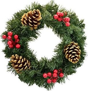 DOMMIO Vianočný veniec – zelený s bazou, 30 cm