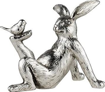 LENE BJERRE Semina Zajac s vtáčikom strieborný, 15 × 16 cm