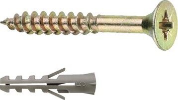 CONNEX Súprava univerzálnych skrutiek 5,0 × 50 mm PZ a hmoždiniek, 25 kusov