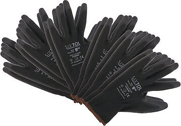 SIXTOL Rukavice pracovné z polyesteru polomáčané v PU Glove PE-PU 9, čierne, veľkosť 9