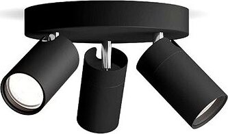 Signify Commercial Idris bodové kúpeľňové svietidlo 3× GU10, 5 W, bez zdroja, 20 cm, okrúhle, IP44, čierne