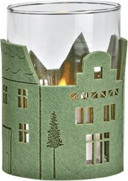 TEXTILOMANIE Sklenený svietnik Green Houses 13 cm zelený – rôzne varianty