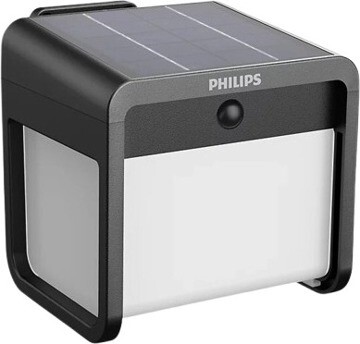 Philips Ezra solárne LED svietidlo so senzorom 1,8 W, 250/25 lm, 3000 K, IP44, hranaté, čierne