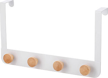 MSV závěsný věšák na dveře se 4 háčky NAYA, matně bílý, bambus, ocel, 45 mm