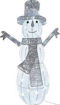 EMOS LED vianočný snehuliak ratanový, 82 cm, vnútorná a vonkajšia, studená biela, časovač