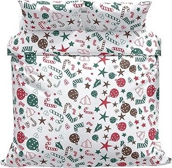 Kaptan Vánoční bavlněné povlečení Baňky 140 × 200, 70 × 90 cm