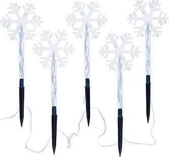 Solight LED záhradné osvetlenie snehové vločky, 5 ks, 15× LED, zapichovacie