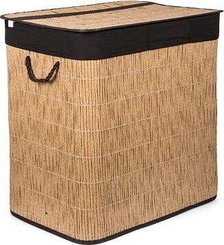 G21 Kôš na bielizeň 150 l s rozdeľovačmi, ratanový dizajn s hnedým košom