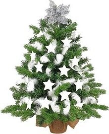 LAALU Vianočný stromček ozdobený s LED osvetlením – KRÁĽ ZIMA, 32 ks ozdôb, 60 cm