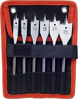 EXTOL PREMIUM vrtáky ploché do dreva, sada 6 ks, priemer 10 – 25 mm, 8801210